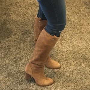 UGG Chestnut Suede heeled boots “Ava”